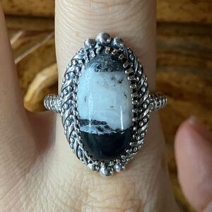 Genuine White Buffalo Sterling Silver Ring Size 10